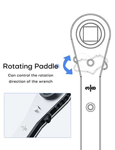 HVAC Service Wrench, Refrigeration Ratcheting Wrench 3/8” 1/4” 5/16'' 3/16'' AC Wratchet Tool with Hex Bit Adapter UIInosoo for Air Conditioning, Refrigeration Equipment, Gas Furnace