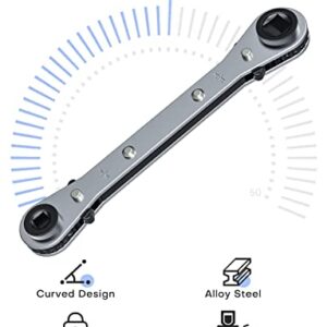 HVAC Service Wrench, Refrigeration Ratcheting Wrench 3/8” 1/4” 5/16'' 3/16'' AC Wratchet Tool with Hex Bit Adapter UIInosoo for Air Conditioning, Refrigeration Equipment, Gas Furnace