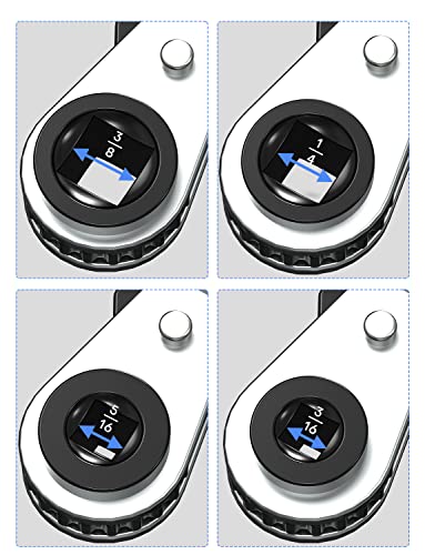 HVAC Service Wrench, Refrigeration Ratcheting Wrench 3/8” 1/4” 5/16'' 3/16'' AC Wratchet Tool with Hex Bit Adapter UIInosoo for Air Conditioning, Refrigeration Equipment, Gas Furnace