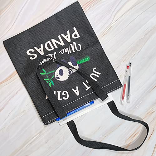 MBMSO Panda Tote Bag just a Girl Who Loves Pandas Shoulder Bag Panda Lover Gifts Panda Shopping Bag Panda Gifts for Girls Women (Just a girl who loves pandas tote bag)