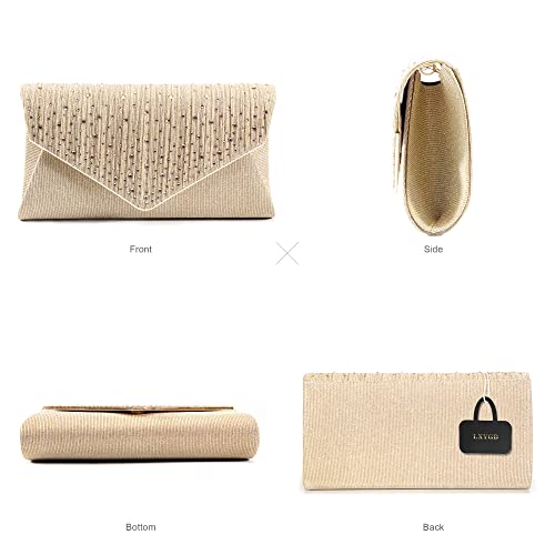 LXYGD Glitter Clutch Purses for Women Evening Bags and Cluthes Flap Envelope Handbags Formal Wedding Party Prom Purse