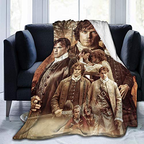Gmhnssdszd Outlander Jamie Fraser Collage Blanket Soft Flannel Warm Fuzzy Blanket for Couch Office Picnic Travel Best Friend Memorial Birthday Gifts for Kids Adults Throw Blankets 50x40 inches, Black