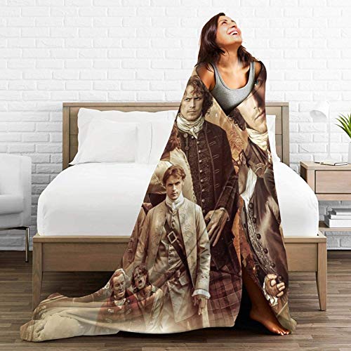 Gmhnssdszd Outlander Jamie Fraser Collage Blanket Soft Flannel Warm Fuzzy Blanket for Couch Office Picnic Travel Best Friend Memorial Birthday Gifts for Kids Adults Throw Blankets 50x40 inches, Black