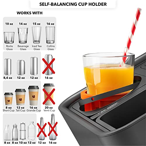 CouchConsole Original Cup Holder Tray - Drinks & Snacks Sofa Caddy with Armrest, Table with Phone Stand- TV Remote Control Storage and Organizer - for Living Rooms, RV, and Cars, Black/Orange