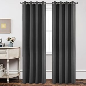 joydeco blackout curtains 108 inch length 2 panels set, thermal insulated long curtains& drapes 2 burg, room darkening grommet curtains for living room bedroom window (w52 x l108 inch, dark grey)
