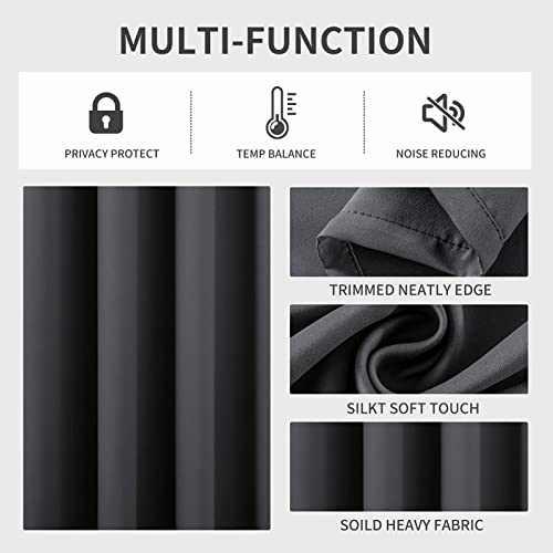 Joydeco Blackout Curtains 108 Inch Length 2 Panels Set, Thermal Insulated Long Curtains& Drapes 2 Burg, Room Darkening Grommet Curtains for Living Room Bedroom Window (W52 x L108 Inch, Dark Grey)