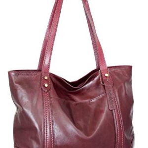 Tiara Leather Tote (Burgundy)