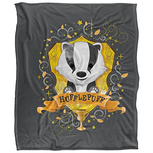 Harry Potter Watercolor Hufflepuff Crest Officially Licensed Silky Touch Super Soft Throw Blanket 50" x 60"