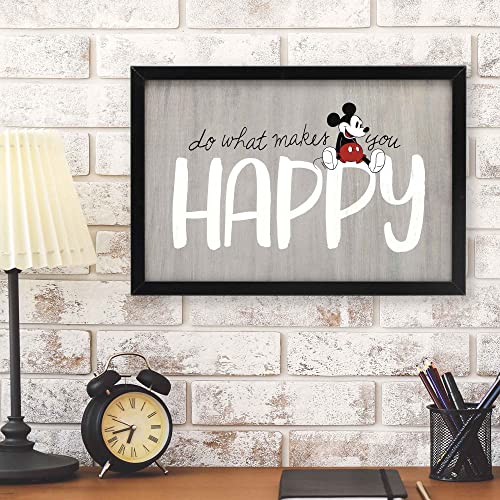 Open Road Brands Disney Mickey Mouse Do What Makes You Happy Framed Wood Wall Decor - for Bedroom, Playroom or Living Room