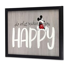 Open Road Brands Disney Mickey Mouse Do What Makes You Happy Framed Wood Wall Decor - for Bedroom, Playroom or Living Room