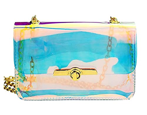 Limmuchi Holographic Bag Iridescent Purse for Women Evening Clutch Clear Purse Stadium Concert Approved (Small-16x5x12cm)