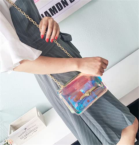 Limmuchi Holographic Bag Iridescent Purse for Women Evening Clutch Clear Purse Stadium Concert Approved (Small-16x5x12cm)