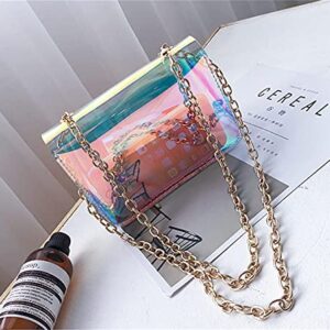 Limmuchi Holographic Bag Iridescent Purse for Women Evening Clutch Clear Purse Stadium Concert Approved (Small-16x5x12cm)