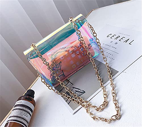 Limmuchi Holographic Bag Iridescent Purse for Women Evening Clutch Clear Purse Stadium Concert Approved (Small-16x5x12cm)