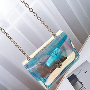 Limmuchi Holographic Bag Iridescent Purse for Women Evening Clutch Clear Purse Stadium Concert Approved (Small-16x5x12cm)