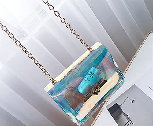 Limmuchi Holographic Bag Iridescent Purse for Women Evening Clutch Clear Purse Stadium Concert Approved (Small-16x5x12cm)