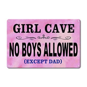 kawaii girl cave metal sign cute girls room decorations for bedroom and bathroom pink gamer room door decor teenager girly things cool stuff for your room accessories wall posters