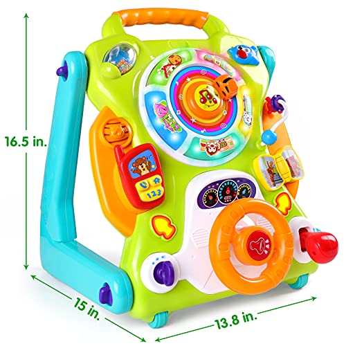 3-in-1 Baby Walker for Boy Girls Sit to Stand Toy Activity Center Drawing Board Infant Toys for 1 Year Old Birthday Gifts 9 12 18 Months 2 3 Year Old Kid Toddler Push Toy Musical Sound Light Effect