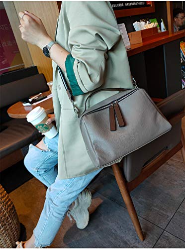 Iswee Fashion Women Tote Handbag Satchel Shoulder Bag Cross Body Shopping Bags Ladies Purse Genuine Leather (Gray)…