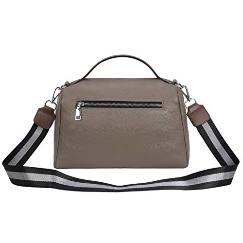 Iswee Fashion Women Tote Handbag Satchel Shoulder Bag Cross Body Shopping Bags Ladies Purse Genuine Leather (Gray)…