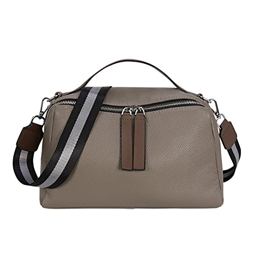 Iswee Fashion Women Tote Handbag Satchel Shoulder Bag Cross Body Shopping Bags Ladies Purse Genuine Leather (Gray)…