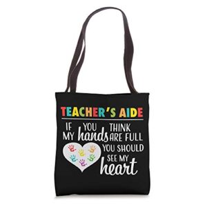 teacher aide appreciation asistant cute heart gift women tote bag