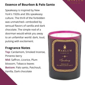 Harlem Candle Company Speakeasy Luxury Scented Candle, Double Wick, 12 oz Burgundy Glass Jar, Soy Wax, Gift Box, Palo Santo, Cardamom, Incense, Bourbon, Licorice, Tobacco and Pachouli