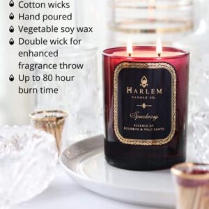 Harlem Candle Company Speakeasy Luxury Scented Candle, Double Wick, 12 oz Burgundy Glass Jar, Soy Wax, Gift Box, Palo Santo, Cardamom, Incense, Bourbon, Licorice, Tobacco and Pachouli