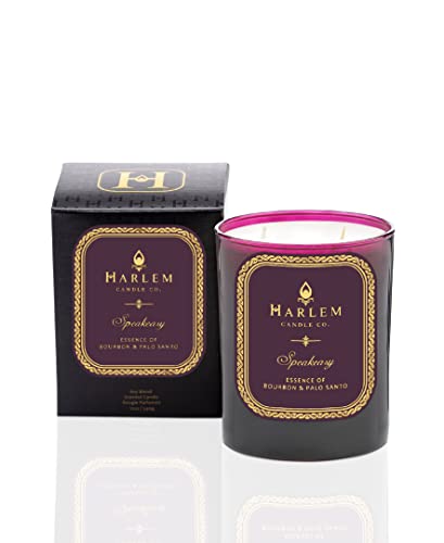 Harlem Candle Company Speakeasy Luxury Scented Candle, Double Wick, 12 oz Burgundy Glass Jar, Soy Wax, Gift Box, Palo Santo, Cardamom, Incense, Bourbon, Licorice, Tobacco and Pachouli