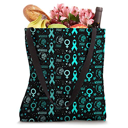 Ovarian Cancer Warrior Teal Ribbon Awareness Gift Tote Bag