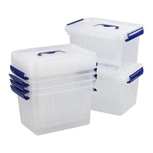 eudokkyna clear storage box with lid, 6 liter plastic bins set of 6