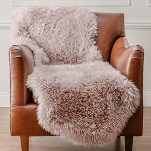 Chanasya Super Soft Faux LongFur Suede Fake Sheepskin for Sofa Couch Stool Vanity Chair Cover Luxurious Fluffy Rug Dusty Pink Solid Shaggy Area Rugs for Living Bedroom Floor - Mauve 2ftx6ft