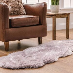 Chanasya Super Soft Faux LongFur Suede Fake Sheepskin for Sofa Couch Stool Vanity Chair Cover Luxurious Fluffy Rug Dusty Pink Solid Shaggy Area Rugs for Living Bedroom Floor - Mauve 2ftx6ft