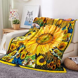 sunflower blanket super soft flannel throw blanket lightweight fluffy plush fuzzy cozy soft sofa bed blanket for bedding sofa and travel 60″x80″