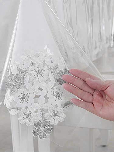 sancua Clear Plastic 100% Waterproof Tablecloth - 60 x 84 Inch - Vinyl PVC Rectangle Table Cloth Protector Oil Spill Proof Wipe Clean Table Cover for Dining Table, Parties & Camping, Crystal Clear