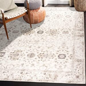 ReaLife Machine Washable Rug - Stain Resistant, Non-Shed - Eco-Friendly, Non-Slip, Family & Pet Friendly - Made from Premium Recycled Fibers - Distressed Boho Border - Beige Ivory, 2'6" x 6'