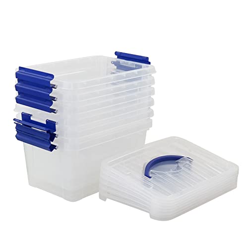 EudokkyNA 6 L Plastic Storage Box, Clear Boxes with Handles Set of 6