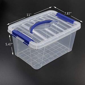 EudokkyNA 6 L Plastic Storage Box, Clear Boxes with Handles Set of 6