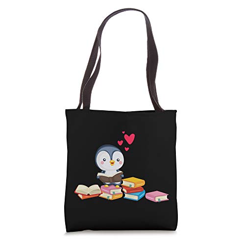 Book Reader Reading Books Library Penguins Flippers Penguin Tote Bag