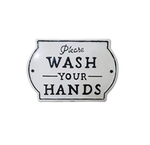 the nifty nook “please wash your hands vintage metal farmhouse sign for bathroom & kitchen décor 8.5″ x 6” (small white)