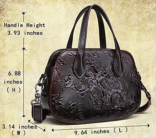 Crossbody Bag for Women Genuine Leather Top Handle Tote Purses Vintage Satchels Handbag (8899)