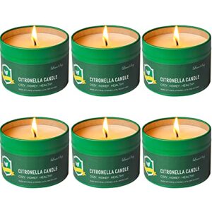 lucasng citronella candles outdoor indoor 4.4 oz 6 pack 150 hours outside for party hiking camping patio bbq deck lanai garden yard home balcony