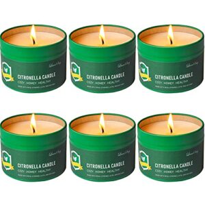 LucaSng Citronella Candles Outdoor Indoor 4.4 OZ 6 Pack 150 Hours Outside for Party Hiking Camping Patio BBQ Deck Lanai Garden Yard Home Balcony