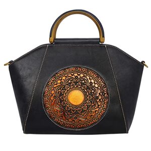 heshe vintage leather purses for women organizer top handle tote bags shoulder bag laides handbags(grey)