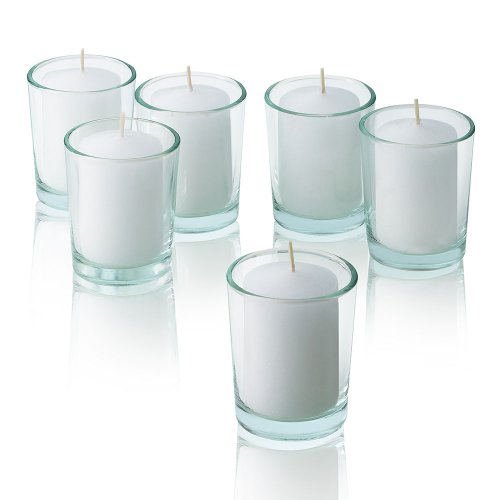 Bulk Pack of 72 White Votive Candles - Box of 72 Unscented Bulk Candles - 15 Hour Burn Time - for Weddings, Restaurants, Parties, Spa and Decorations.