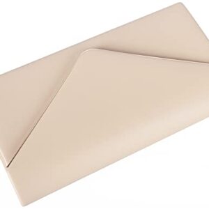 Vegan Leather Envelope Clutch Bag Classic Dressy Purse Foldover Evening Handbag Nude