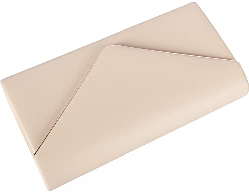 Vegan Leather Envelope Clutch Bag Classic Dressy Purse Foldover Evening Handbag Nude