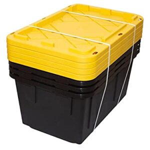 Greenmade Extra Strong 27 Gallon, Black and Yellow Storage Bin (4pack)