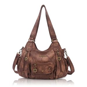 angel barcelo womens purses and handbags pu leather shoulder bag fashion hobo bags for girls (stylish brown)