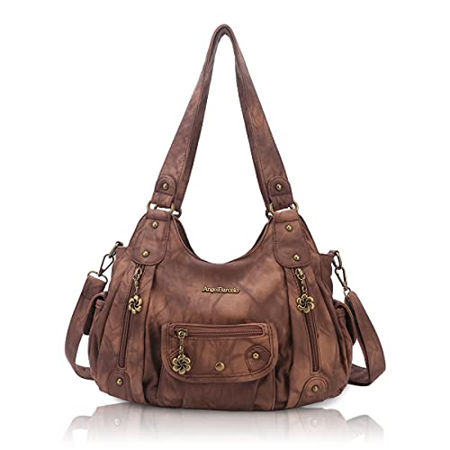 Angel Barcelo Womens Purses and Handbags PU Leather Shoulder Bag Fashion Hobo Bags for Girls (Stylish Brown)